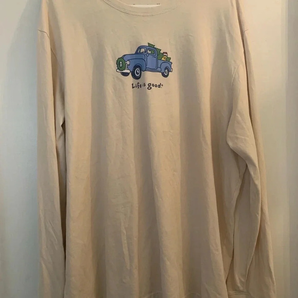 Life is Good long sleeve T-shirt, beige, men’s extra large Rocket Dog,tree.truck - Picture 2 of 6